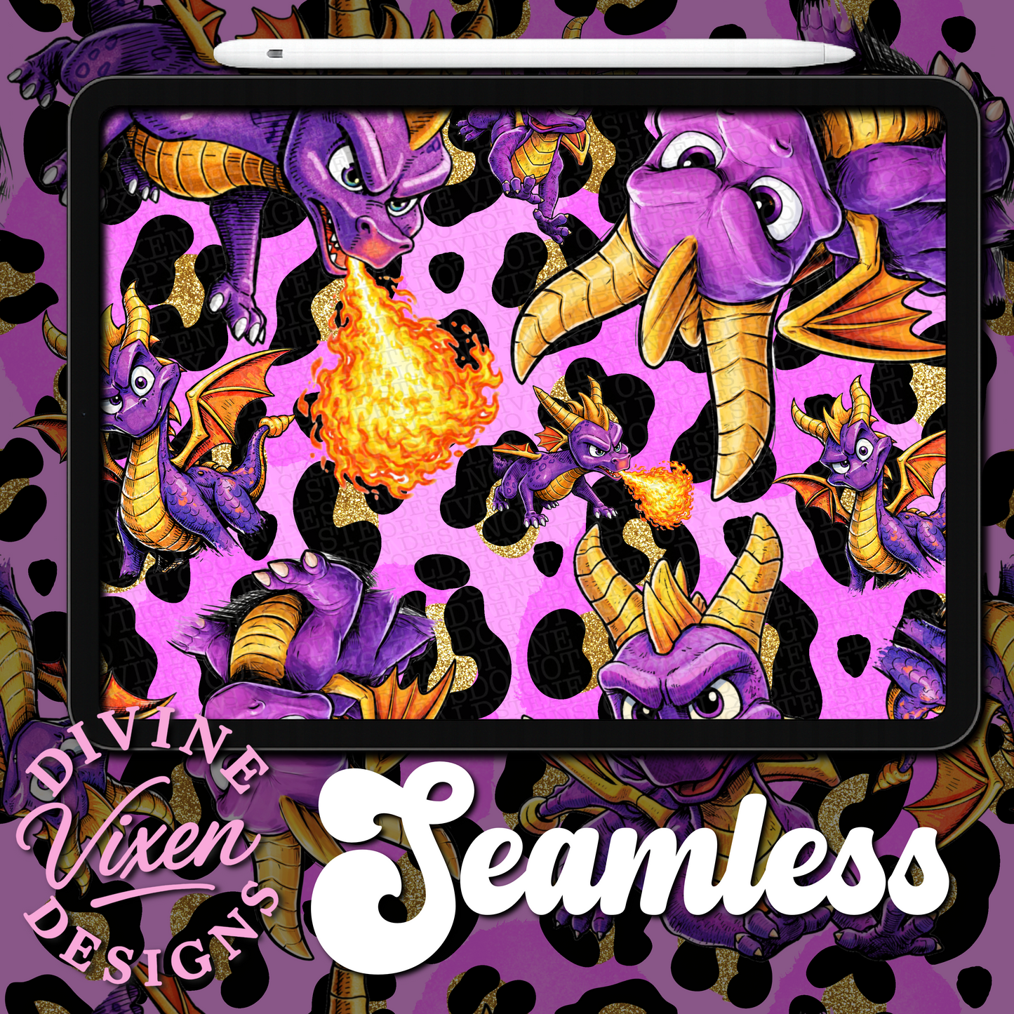 Dragon seamless digital download