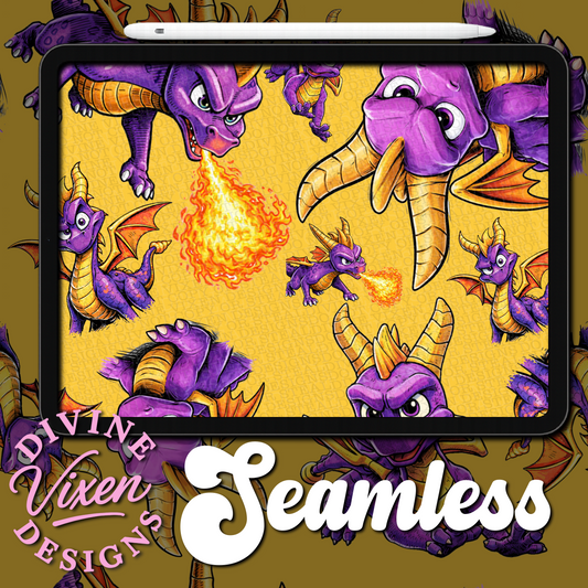 Dragon yellow seamless digital download