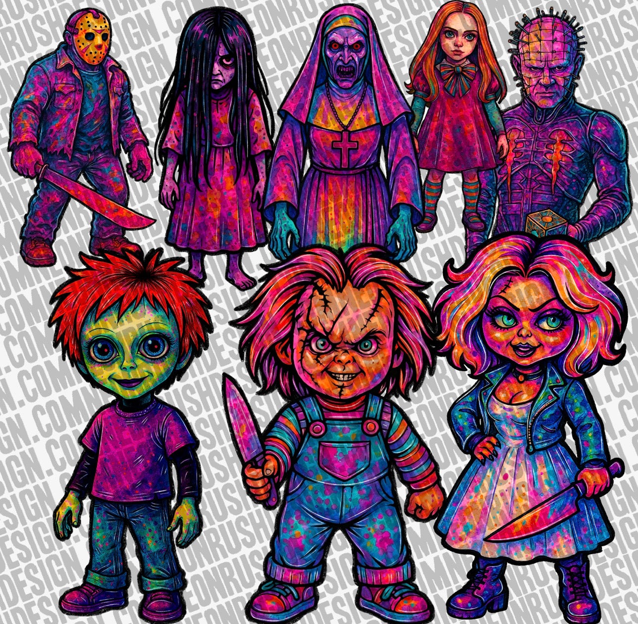 LF horror clipart exclusive bundle 30 plus files seamless files included png digital download