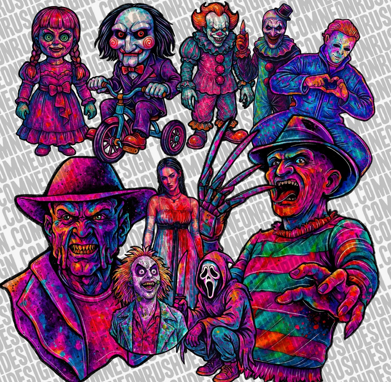 LF horror clipart exclusive bundle 30 plus files seamless files included png digital download
