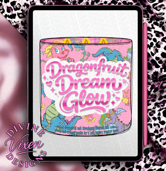 Dragon fruit dream glow candle clipart png digital download