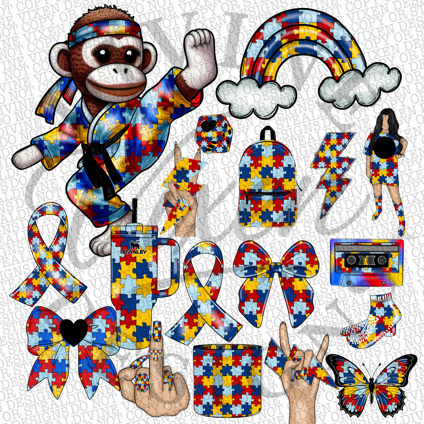 Autism clipart bundle png digital download