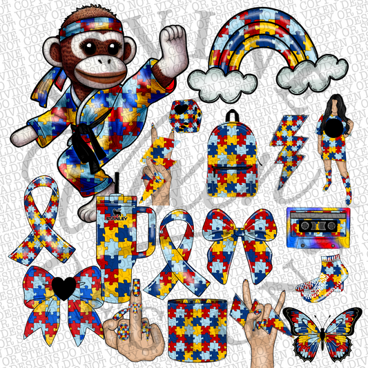 Autism clipart bundle png digital download