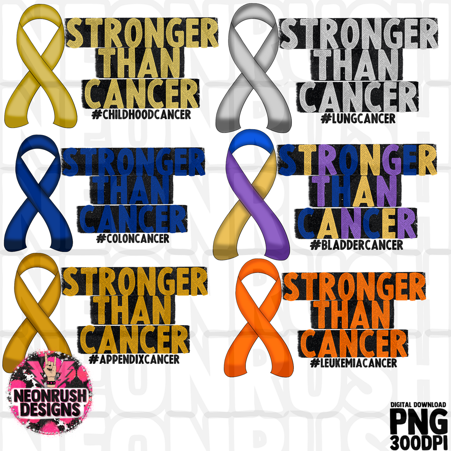 Stronger than cancer 19 pack png digital download